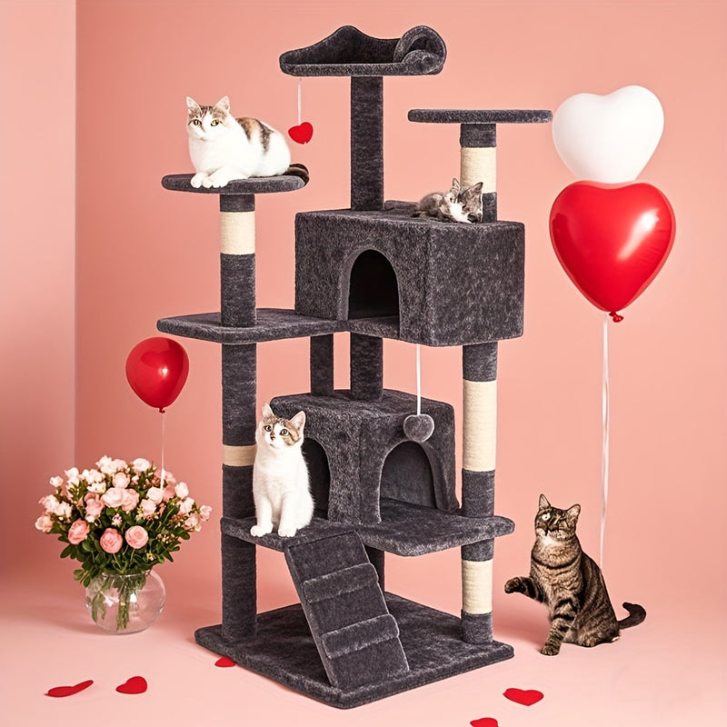 54" Multi-Level Cat Tree Tower with Scratching Posts and Condo