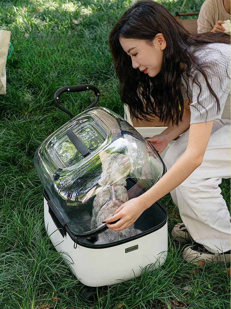 Pet Stroller Cat Bag Trolley Box Dog Travel Suitcase