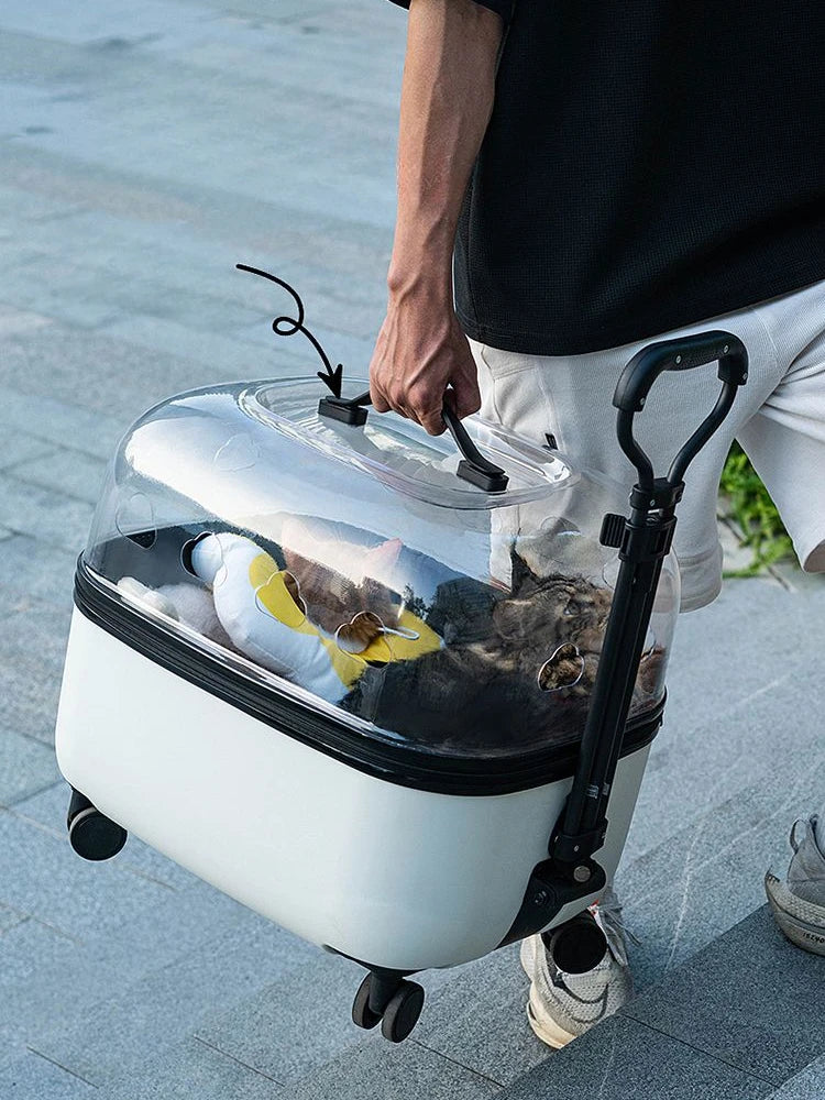 Pet Stroller Cat Bag Trolley Box Dog Travel Suitcase