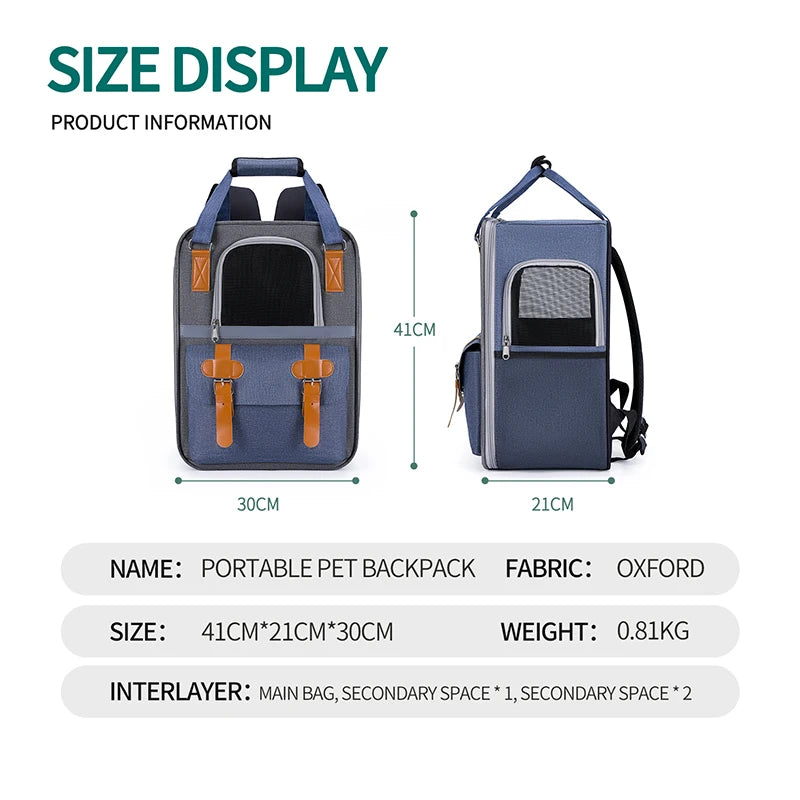 Pet Backpack, Portable Travel Backpack Dogs and Cats Travel