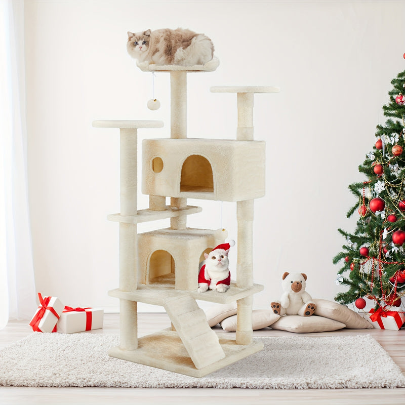 54" Multi-Level Cat Tree Tower with Scratching Posts and Condo