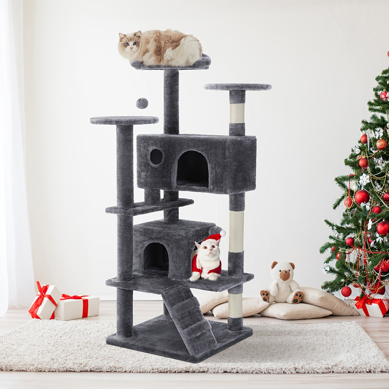 54" Multi-Level Cat Tree Tower with Scratching Posts and Condo